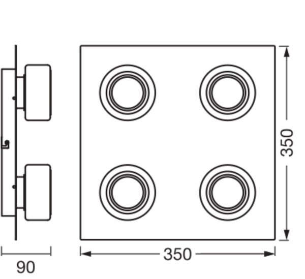 LED Deckenlampe CCT Weiß Metall Glas IP44 L:35cm OSRAM