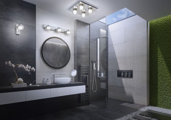 LED Wandleuchte Click-CCT Metall Chrom Glas IP44 OSRAM