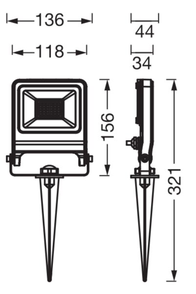 LED Außenstrahler schwenkbar 3000K IP65 32cm Erdspieß