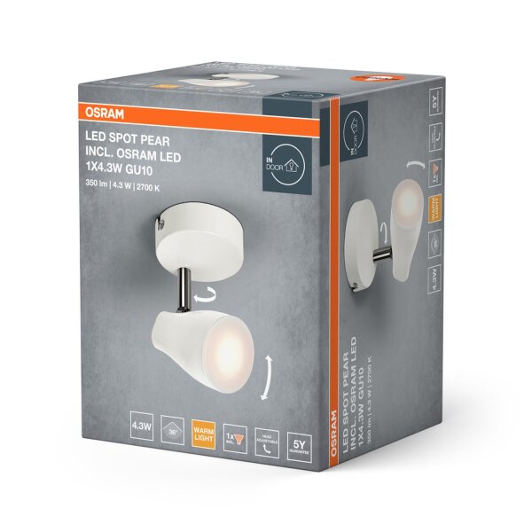LED Deckenspot schwenkbar Weiß Metall GU10 OSRAM