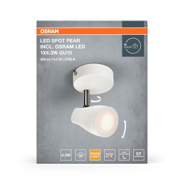 LED Deckenspot schwenkbar Weiß Metall GU10 OSRAM