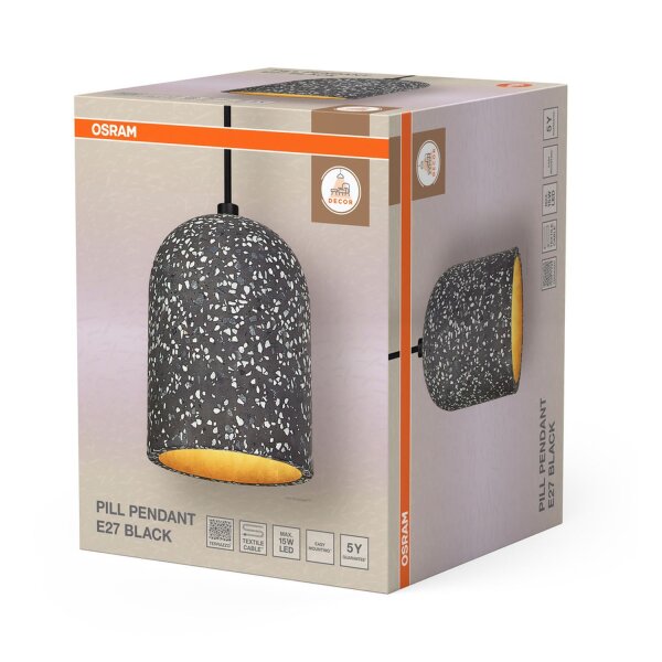 Hängelampe Schwarz Terrazzo E27 Ø15 cm modern OSRAM