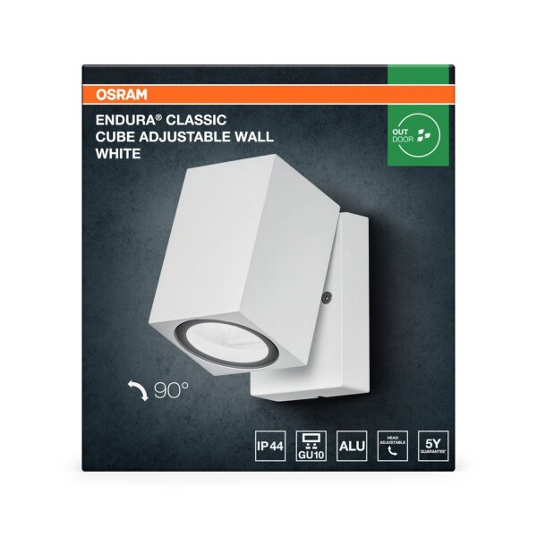 Wandstrahler verstellbar Weiß Alu IP44 GU10 OSRAM