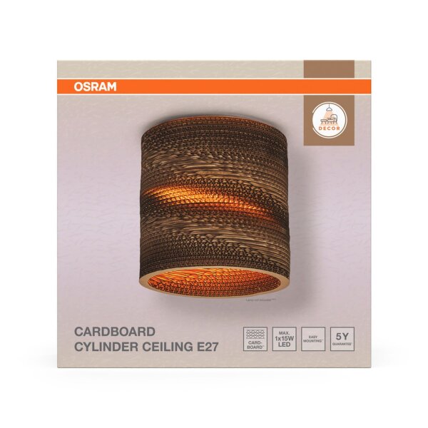 Deckenleuchte Karton E27 Metall rund B:25 cm OSRAM