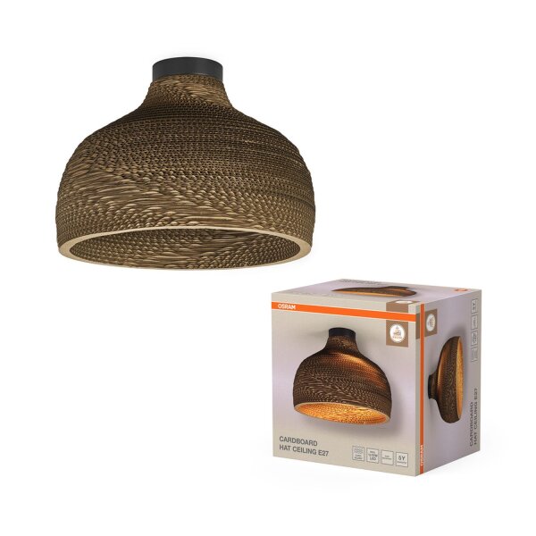 Deckenleuchte Karton Braun E27 Metall B:36 cm OSRAM