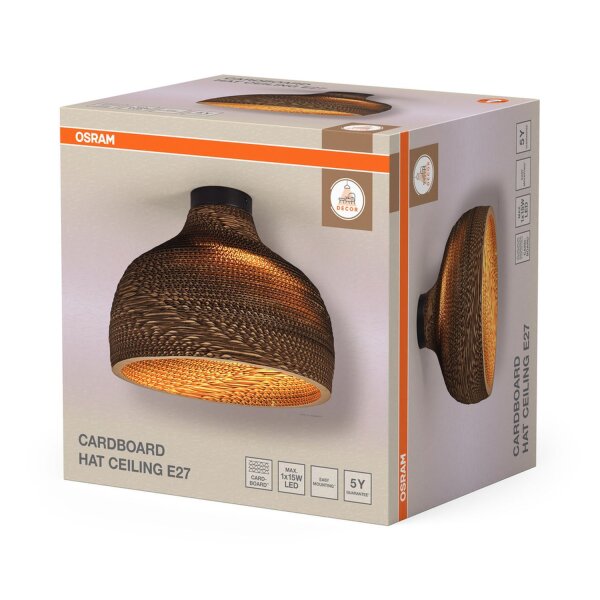 Deckenleuchte Karton Braun E27 Metall B:36 cm OSRAM