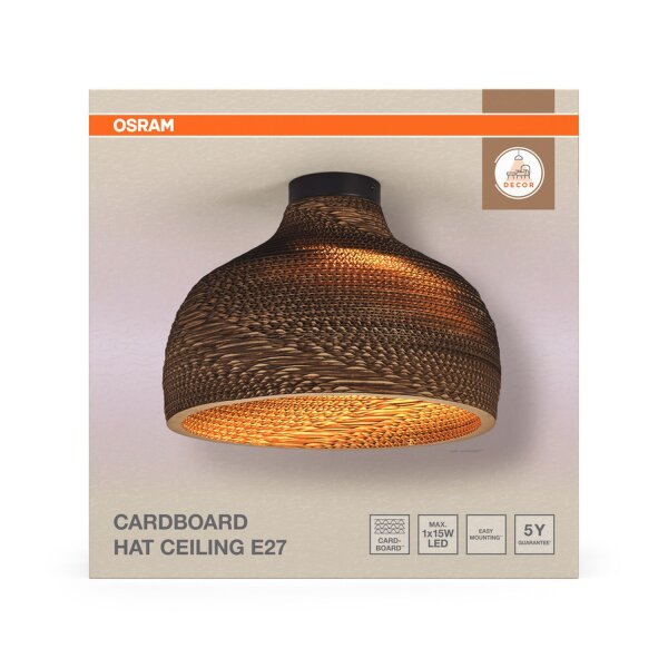 Deckenleuchte Karton Braun E27 Metall B:36 cm OSRAM