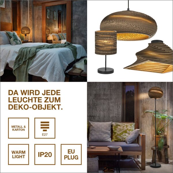 Deckenleuchte Karton Braun E27 Metall B:36 cm OSRAM