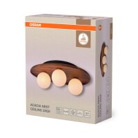 Deckenleuchte Weiß Glas Holz Metall B:50 cm G9 OSRAM