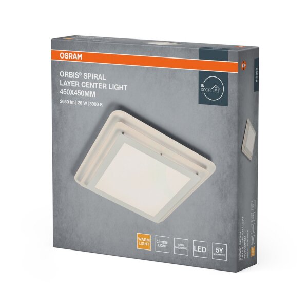 LED Deckenlampe Weiß Metall 3000K B:45cm blendarm OSRAM