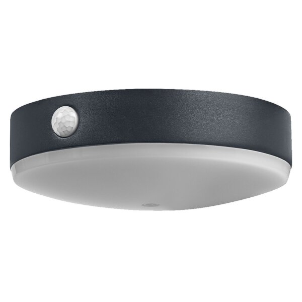 LED Solar Deckenleuchte Sensor Schwarz Alu 3000K IP44