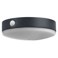 LED Solar Deckenleuchte Sensor Schwarz Alu 3000K IP44