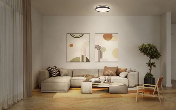 LED Deckenleuchte Schwarz Metall 3000K Ø48,5cm OSRAM