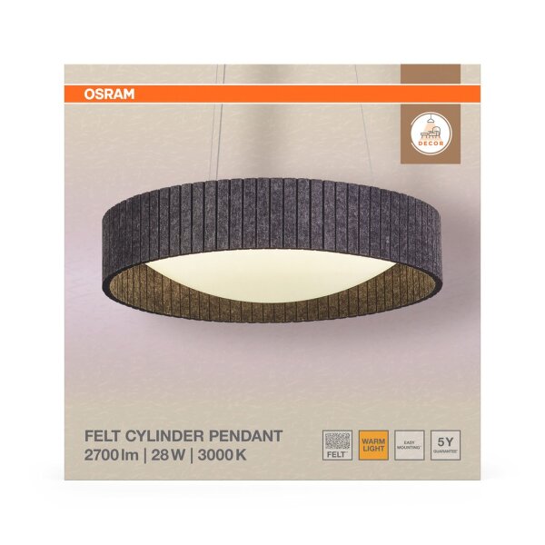 LED Pendelleuchte Filz 3000 K Metall Ø50 cm OSRAM