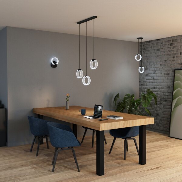 LED Hängelampe CCT 2-flammig Schwarz Metall OSRAM