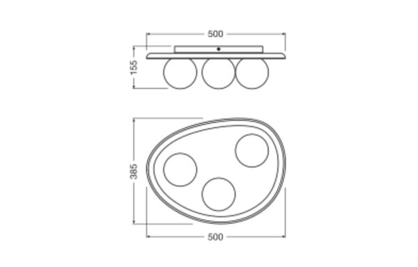 Deckenleuchte Gips Glas Weiß G9 L:50 cm modern OSRAM