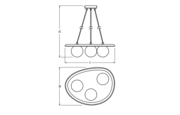 Pendelleuchte Gips Glas Weiß G9 L:50 cm blendarm OSRAM