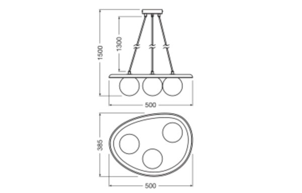 Pendelleuchte Gips Glas Weiß G9 L:50 cm blendarm OSRAM