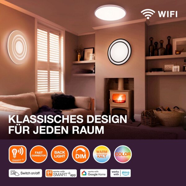 LED Deckenleuchte dimmbar RGB Smart+ TW Schwarz OSRAM