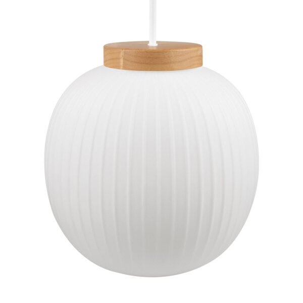 Pendelleuchte Holz Glas E27 Ø31 cm rund blendarm OSRAM