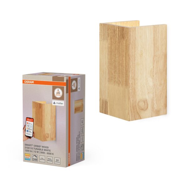 LED Wandleuchte dimmbar Smart+ Holz Metall 3000-6500K