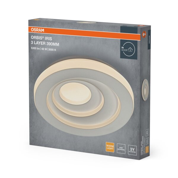 LED Deckenleuchte Weiß Metall 3000 K Ø39 cm rund OSRAM