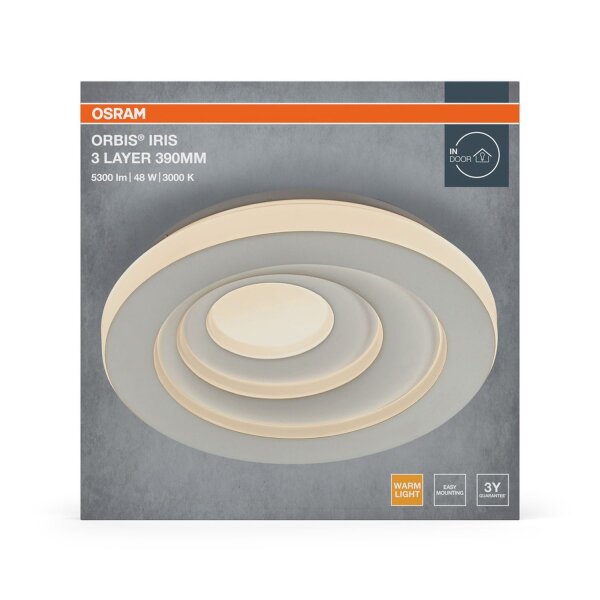LED Deckenleuchte Weiß Metall 3000 K Ø39 cm rund OSRAM