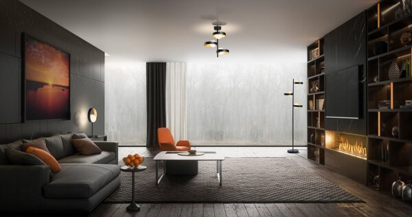 Stehleuchte Schwarz Metall Glas G9 H:148 cm OSRAM