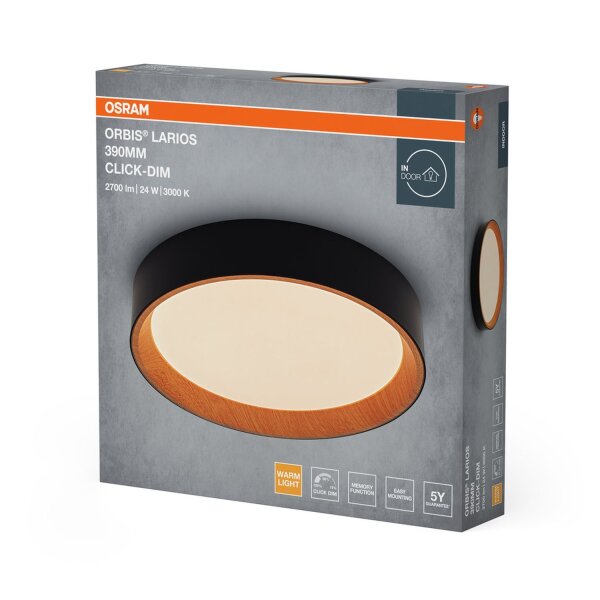 LED Deckenleuchte Click-DIM Schwarz 3000 K Ø39cm OSRAM