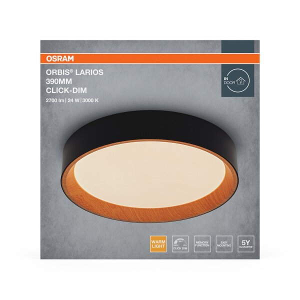 LED Deckenleuchte Click-DIM Schwarz 3000 K Ø39cm OSRAM