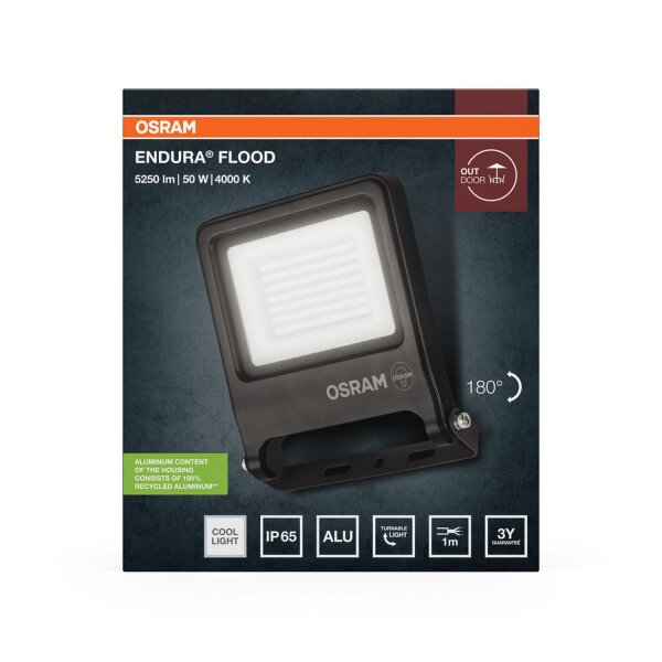 LED Außenstrahler Alu Glas 4000K IP65 B:17,2cm OSRAM