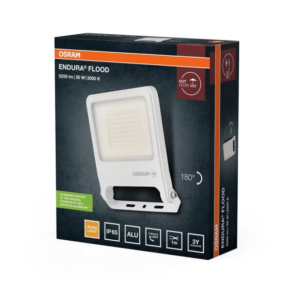 LED Außenstrahler Weiß Alu Glas 3000K IP65 B:17,2 cm