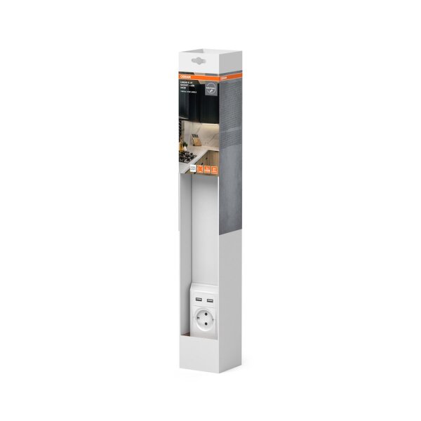 LED Unterbauleuchte Weiß Alu 4000 K 54 cm Steckdose USB
