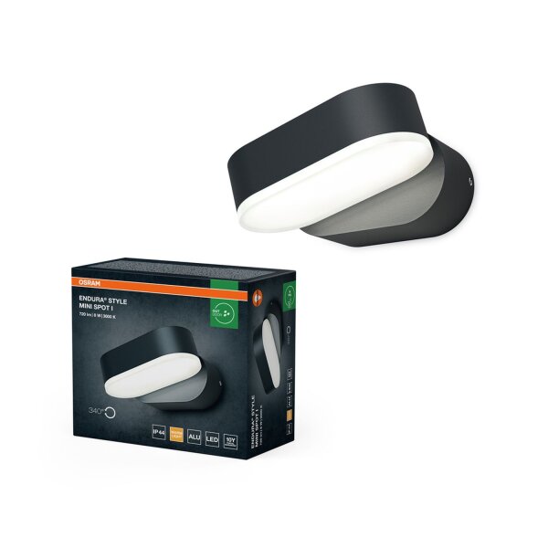 LED Wandstrahler Dunkelgrau verstellbar 3000 K OSRAM