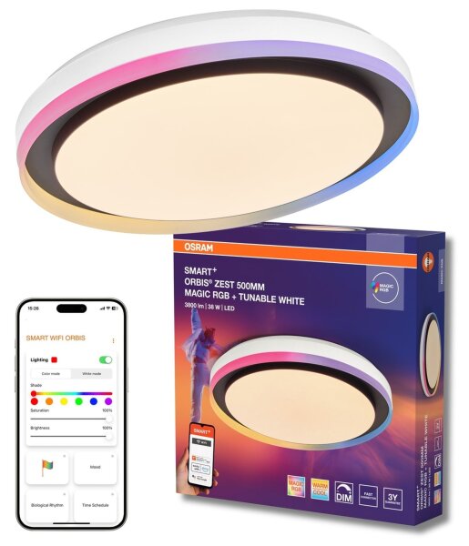 LED Deckenleuchte dimmbar Smart+ TW Schwarz Ø49cm OSRAM