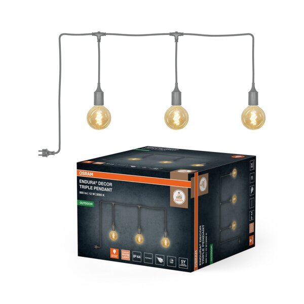 Pendelleuchte Grau Silikon IP44 E27 L:700 cm OSRAM