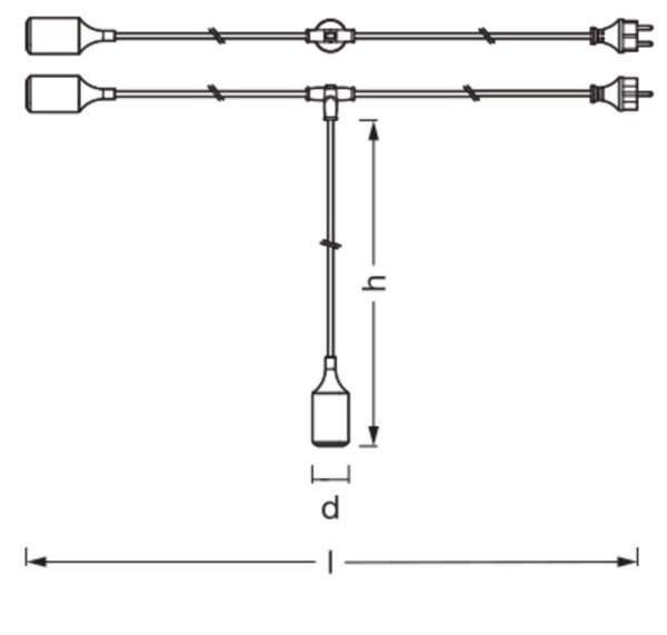 Pendelleuchte Braun Silikon IP44 E27 L:600 cm OSRAM