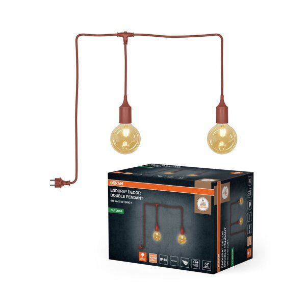Pendelleuchte Braun Silikon IP44 E27 L:600 cm OSRAM