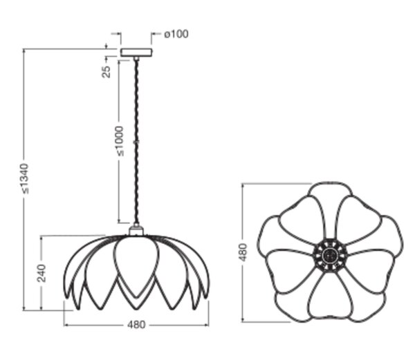Pendelleuchte Schwarz Rattan E27 Ø48 cm OSRAM