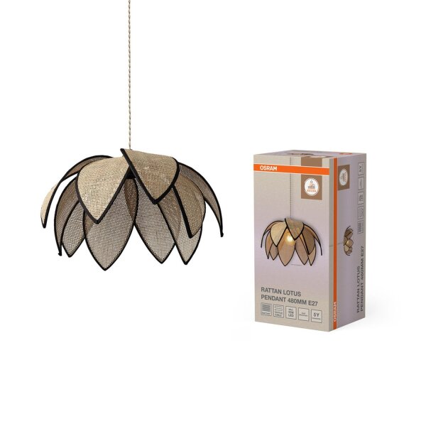 Pendelleuchte Schwarz Rattan E27 Ø48 cm OSRAM