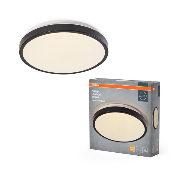 LED Deckenleuchte Schwarz Metall 3000K Ø28cm rund OSRAM