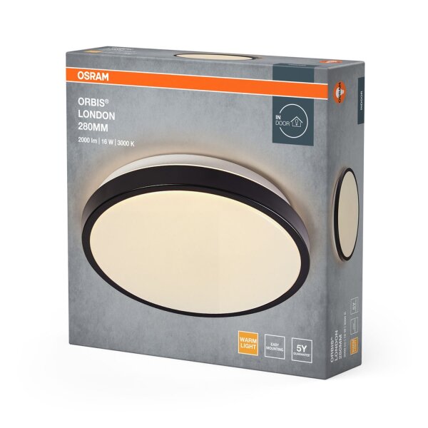 LED Deckenleuchte Schwarz Metall 3000K Ø28cm rund OSRAM