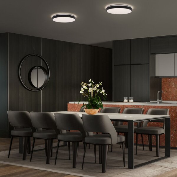 LED Deckenleuchte Schwarz Metall 3000K Ø28cm rund OSRAM
