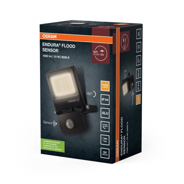 LED Außenstrahler Bewegungsmelder Alu 3000 K IP44 OSRAM