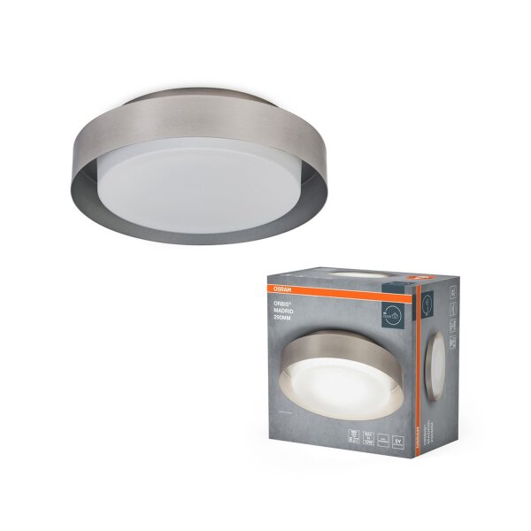 Deckenleuchte Glas Stahl Nickel E27 Ø29 cm modern OSRAM