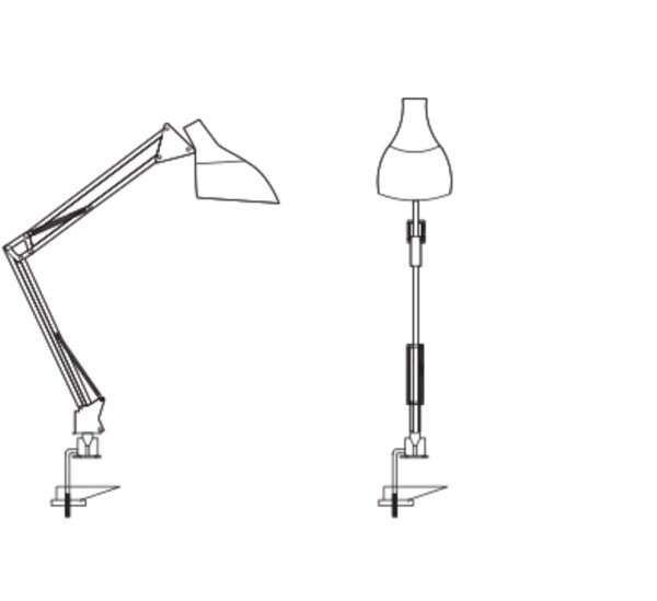 Klemmleuchte verstellbar Metall Weiß E27 H:40cm OSRAM