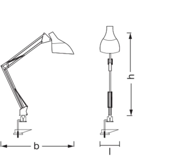Klemmleuchte verstellbar Metall Weiß E27 H:40cm OSRAM