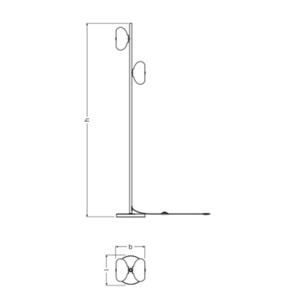 Stehleuchte Schwarz Stahl Glas E14 H:170 cm OSRAM