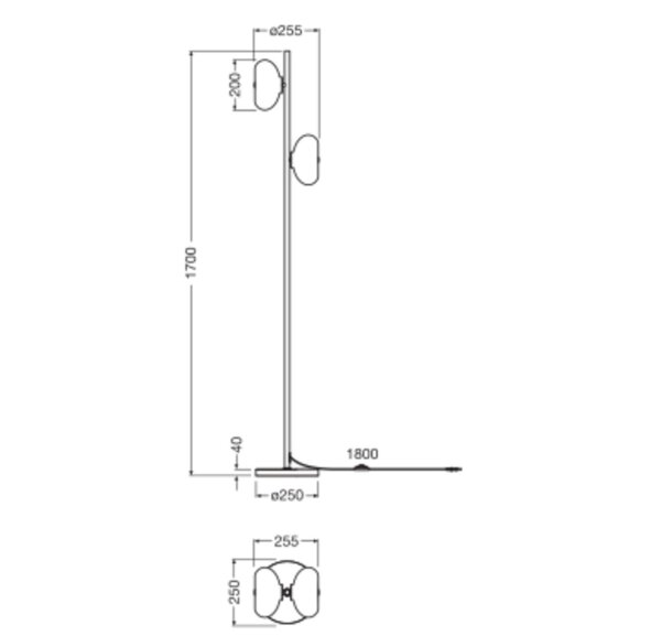 Stehleuchte Schwarz Stahl Glas E14 H:170 cm OSRAM