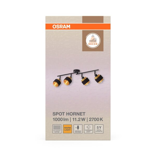 Deckenstrahler flexibel Schwarz Stoff E14 L:71 cm OSRAM